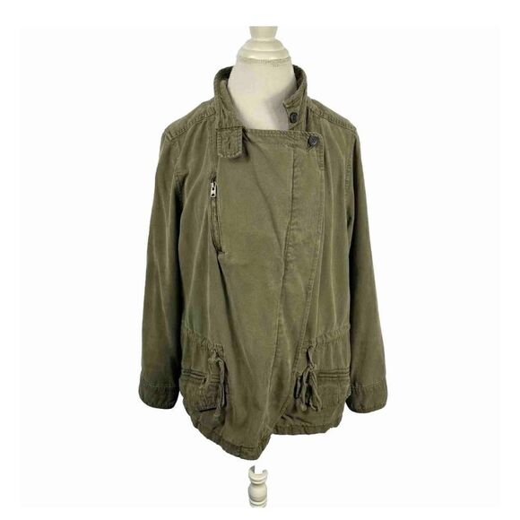Lucky Brand Jacket Olive Green Button Up Military Canvas Cargo Anorak Size 1X - Picture 7 of 9